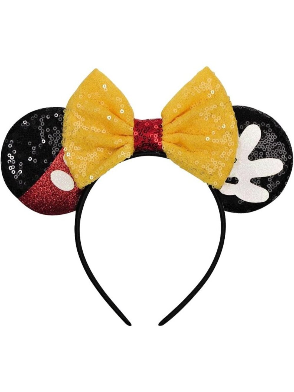 Women Yellow Bow08 Sequin Handmade Mickey Mouse Headband 2 Pieces